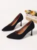 Zapatos de Salón Simples de Gamuza con Punta Fina y Tacón Alto Fino, Tallas Grandes 40-45, Wish Shoes