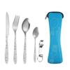 Cross-border Amazon Aço Inoxidável Portátil Tableware Five-piece Set Outdoor Travel Camping Faca, Garfo e Colher Colher Pequena Presente Set