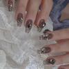 Se muestra Blanco y Diamante Oscuro Love flash flash parche de uña de diamante armadura vestible desmontable 24 piezas lujo ligero producto terminado