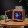 Caja Enrolladora Vertical de Madera de Nogal para un Solo Reloj, Dispositivo Giratorio para Relojes, Soporte para Colocar Relojes, Caja Enrolladora, Agitador de Relojes, Anti-Magnético, Silencioso
