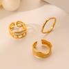 Nuevo europeo y americano transfronterizo versátil moda simple personalidad acero inoxidable Oro cuadrado gota aceite anillo hueco traje mujeres