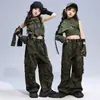 Ropa para Niñas de Danza Jazz Chaleco Camuflaje Traje de Práctica Tendencia de Grupo Femenino Fresca Moderna Ropa de Jazz para Actuación Infantil