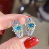 Anillo nuevo plata 925 incrustado con apatito natural London Lantuopa diamante 4*6 anillo femenino vivo transfronterizo deseo