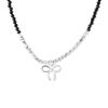 Collar de Plata de Ley 925 Arco de Plata Roto Punta de Cristal Negro para Mujer Diseño Hecho a Mano Cadena de Clavícula Moderna Distintiva N0950