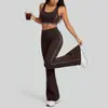 Conjunto de Yoga Juyitang de Cintura Alta Levanta Bumbum com Blocos de Cor e Listras Roupa Esportiva Fitness para Mulheres Ajustado Elástico Modelador Conjunto de Duas Peças