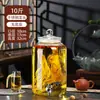 Garrafa de vidro para infusão recipiente doméstico selado pote para vinho medicinal de ginseng tonel de vinho pote para vinho branco com torneira garrafa de vinho especial
