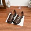 Zapatos de Cuero Nuevos de Primavera Estilo Celebridad de Internet para Mujer, Zapatos de Cuero Estilo Coreano Retro Camelia para Mujer, Zapatos de Cuero Suave Cómodos de Suela Gruesa para Mujer