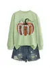 Amazon eBay sitio independiente sudadera casual de moda divertida para mujer con estampado de calabaza cuello redondo manga larga en stock
