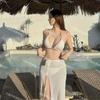 Nuevo traje de baño de tres piezas de alta gama con abertura en el interior para chicas calientes de punto Pure Desire para mujeres europeas y americanas para vacaciones en la playa