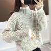 2025 Novo Suéter de Chenille Outono e Inverno Feminino Peça Externa Solta Camisa Base Tricô Espesso Explosões Gola Alta para Mulheres