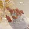 Anillo Elegante de Camelia Coreana para Mujer, Anillo Abierto con Incrustaciones de Perlas, Gota de Flor Dulce y Linda, Lujo Accesible con Goteo de Aceite