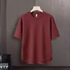 Fabricante Original Camiseta de Manga Curta Masculina Verão Novo Estilo Cor Sólida Versátil Gola Redonda Pulôver Top Solto de Meia-Manga