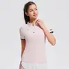 Ropa de golf secado rápido casual verano mujer manga corta fina color liso deportes al aire libre cuello solapa combinación de colores polo manga corta