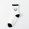 Calcetines de cara sonriente para mujer, calcetines de media pantorrilla, calcetines finos de algodón de verano, calcetines largos modernos, primavera y otoño, negro blanco, calcetines deportivos lindos