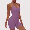 Conjunto deportivo ZORA transfronterizo dfyn de top sin mangas con cuello halter + shorts secado rápido para fitness yoga para mujer conjuntos de yoga