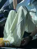 Pantalones Deportivos de Seda Helada Dopamina Secado Rápido para Hombre Verano Delgados con Parches de Malla Rayados Holgados Rectos Casuales Largos