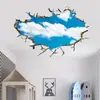 Comercio exterior transfronterizo pegatinas de pared tridimensionales que atraviesan la pared nubes luna paisaje pegatinas de pared decorativas para sala de estar fondo de pared removibles