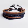 Pulseira simples original tecida à mão pulseira de couro com miçangas tecida à mão pulseira de couro da moda com enrolamento multicamadas