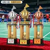 Trofeos de cristal hechos a medida para competiciones de bádminton, premios y recuerdos personalizados para campeones de eventos deportivos individuales y de dobles