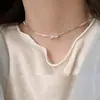 Collar de hueso de serpiente con lazo plateado para mujer, nicho de lujo ligero de verano, cadena de clavícula de alta gama, nuevo estilo 2024, pulsera estilo frío