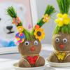 Muñeco de Hierba Larga Planta Pequeña en Maceta, Planta Verde de Escritorio Fácil de Cuidar Regalo, Siembra Hidropónica para Niños, Planta Pequeña Fácil de Cultivar