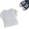 Camiseta Feminina de Verão de Manga Curta Estilo Coreano da Moda Celebridade da Internet Top Curto com Strass
