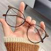 K-Estilo de Lentes Redondos Marrones de Tr90 para Mujer, Modernos, Cara Sencilla, Espejos Pequeños Planos, Armazones de Lentes Retro Populares Anti Luz Azul