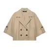 Comércio Exterior Transfronteiriço Moda Feminina Estilo Europeu e Americano Trench Coat Curto Solto de Botão Duplo com Manga Dobrada 3046229