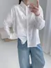 Camisa de Manga Longa com Bordado Pesado Estilo Outono Doce Fresca Gola Lapela Temperamento Rejuvenescedor Versátil Blusa Solta Feminina