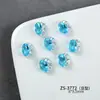 Uñas Artísticas de Zirconia Transparente Azul Cielo de Alta Calidad con Diamantes, Uñas Cuadradas de Corazón Melocotón de Lujo Portátiles, Uñas Artísticas Hechas a Mano con Diamantes