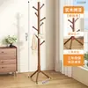 Perchero de Madera Maciza de Pie para Dormitorio, Perchero Vertical para Ropa de Hogar, Barra para Colgar Ropa, Estante Simple de Almacenamiento para Interiores con Bolsa