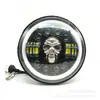 Faro Redondo Wrangler de 7 pulgadas Transfronterizo Faro de Cabeza de Calavera Modificación Faro Delantero de Motocicleta Harley con Ojos de Ángel