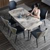 Mesa de Jantar em Ardósia para Apartamento Pequeno Mesa de Jantar Moderna Simples Luxo Leve Retangular High-End Brilhante Conjunto de Mesa e Cadeiras de Jantar