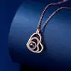 Collar Popular Transfronterizo de Zirconia en Forma de Corazón, Moda Simple Versátil, Colgante de Proyección de Memoria 100 Idiomas Te Amo