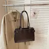 Bolsa Tote Casual Retro de Grande Capacidade para o Dia a Dia, Nova Chegada Primavera 2026, Couro com Cera de Óleo Texturizado, Cor Sólida, de Ombro Único/Sob o Braço, Feminina