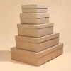Caja de Regalo con Tapa y Base de Color Sólido, Caja de Regalo de Cuero Negro Vintage, Caja de Empaque para Negocios de Alta Gama, Caja Vacía Simple