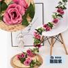 Planta de simulación de rosa, cadena de ratán, decoración de flores falsas, planta de techo de interior, pared, tubería de hierro, decoración de flores falsas