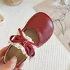 Zapatos Rojos de Princesa para Niñas Estilo Nuevo Primavera y Otoño Suela Suave Antideslizantes Encaje de Niña Lazo de Mariposa Zapatos de Bebé Zapatos Individuales para Niñas Pequeñas