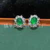 Pendientes de Calcedonia Verde Incrustada, Calcedonia Verde Natural Tipo Hielo, Aguja de Plata 925, Pendientes de Piedra Preciosa de Ágata Color Jade