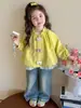 Chicas Primavera y Otoño 2026 Nueva Elegante Chaqueta de Béisbol de Encaje de Dibujos Animados Estilo Coreano Abrigo Top Tendencia