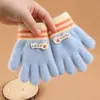 Luvas Infantis Estilo Outono e Inverno, Cinco Dedos, Forradas com Lã, Espessas, Luvas Quentes para Crianças para Escrever, Fazer Lição de Casa e Ciclismo