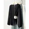 Otoño 2026 Nuevo Talla Grande Diseño de Moda Irregular Hueco Patchwork Falso Dos Piezas Camiseta Superior para Mujer 0711