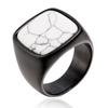 Amazon caliente nuevo anillo retro personalizado para hombre de piedra natural y acero de titanio joyería de acero de titanio de moda venta al por mayor