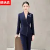 Traje Profesional Azul Bordado de Otoño 2026 para Mujeres en Salones de Belleza, Hoteles, Joyerías y Tiendas de Oro Uniforme de Trabajo Ropa Formal