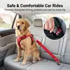 Correa de Seguridad Ajustable para Perro en Asiento de Coche - Correa Resistente de Nylon con Gancho Giratorio de 360 grados y Clip de Hebilla de Cinturón de Seguridad Universal para Perros Pequeños, Medianos y Grandes, Negro