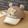 Novo boné de beisebol infantil para outono e primavera, urso fofo com logo de letra "REALLY", chapéu de sol para uso ao ar livre para meninos e meninas