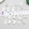 1 nuevo colgante colgante serie copo de nieve muñeco de nieve navideño plateado brillante accesorios para collar pulsera DIY