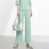 Pantalones Rectos Miyake para Mujer Sensación de Alta Gama Cintura Elástica Sueltos Caída Suave Color Sólido Versátiles para el Trabajo Casual Pantalones Largos Versátiles