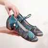 Zapatos de tela estampados estilo antiguo de Pekín viejo de verano estilo nacional para mujer con bordados tacón medio zapatos para combinar con cheongsam zapatos mejorados Hanfu para mujer