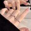 Anillo de Estilo Coreano para Mujer de Alta Gama y Lujo Ligero, Versátil para el Trabajo Diario, Esmalte, Circonita, Mariposa, Abierto, Moda Exquisita, Anillo para el Dedo Índice
